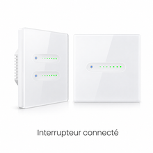 NéoSlide Essential, interrupteur connecté Wi-Fi tactile blanc avec voyants lumineux.
