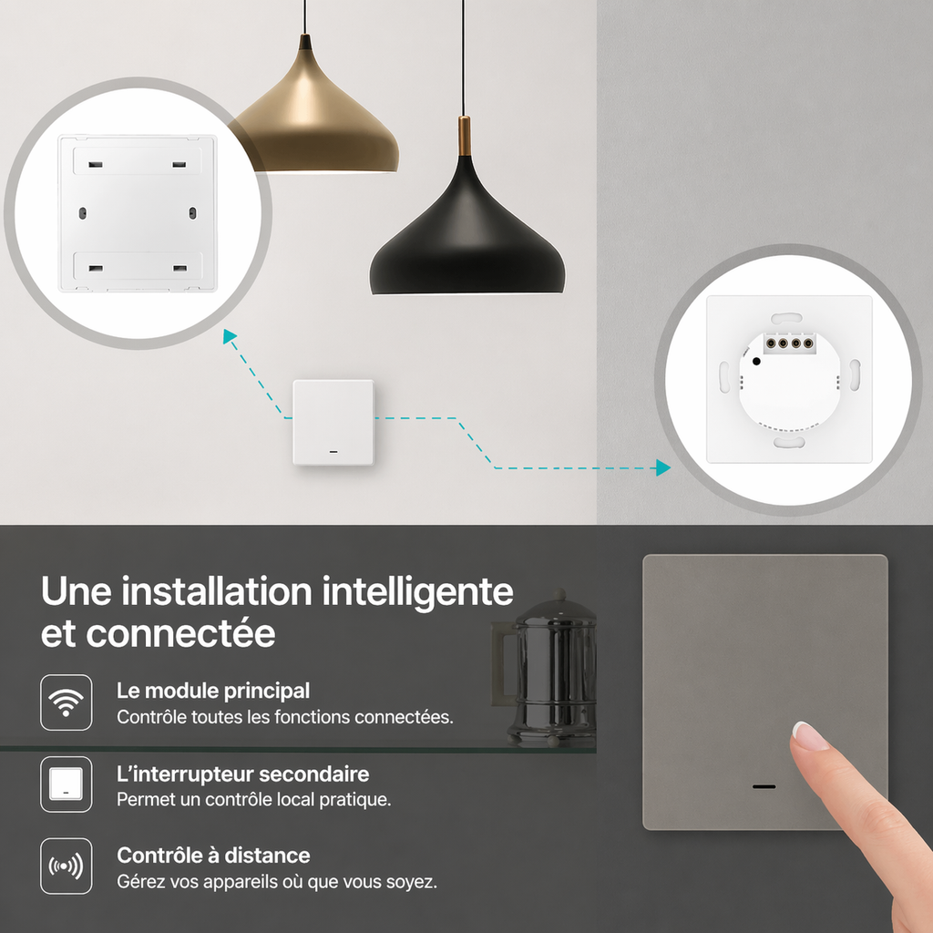 Interrupteur double installation connectee
