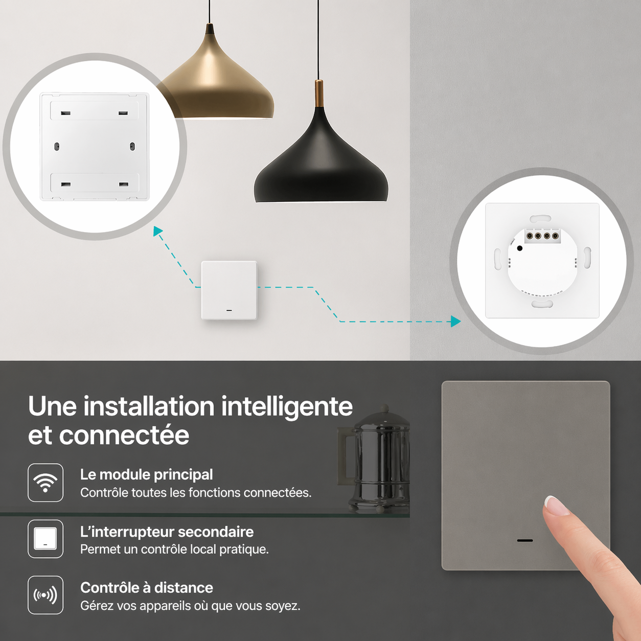 Interrupteur double installation connectee