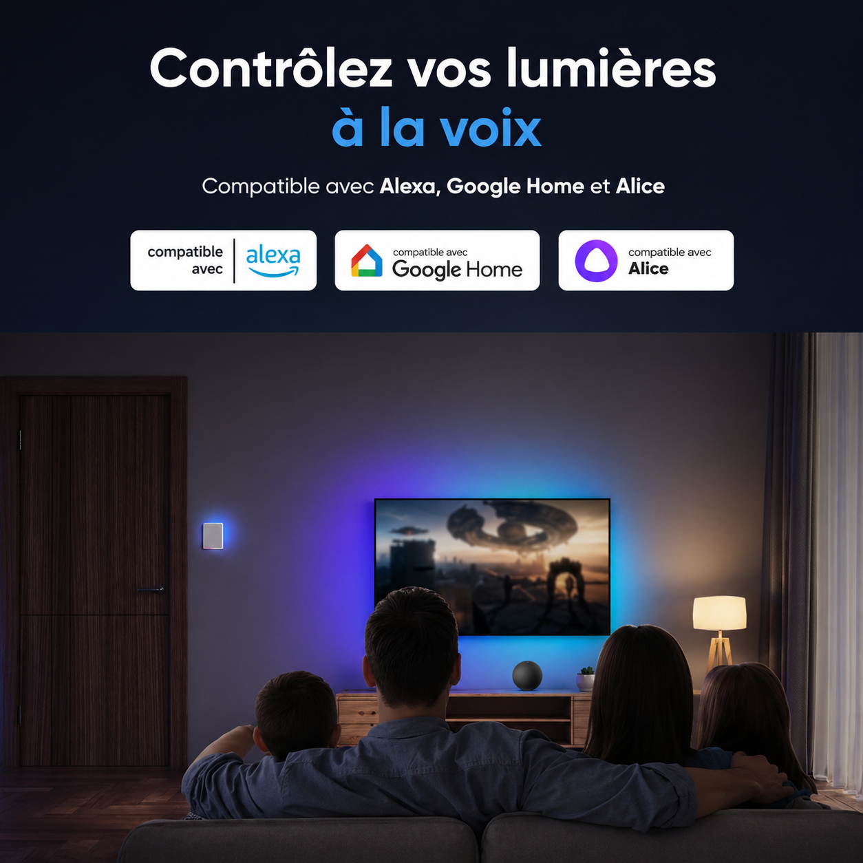 Controle vocal interrupteur LED RGB
