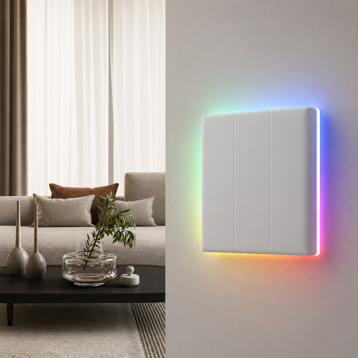 Interrupteur LED RGB installe au salon