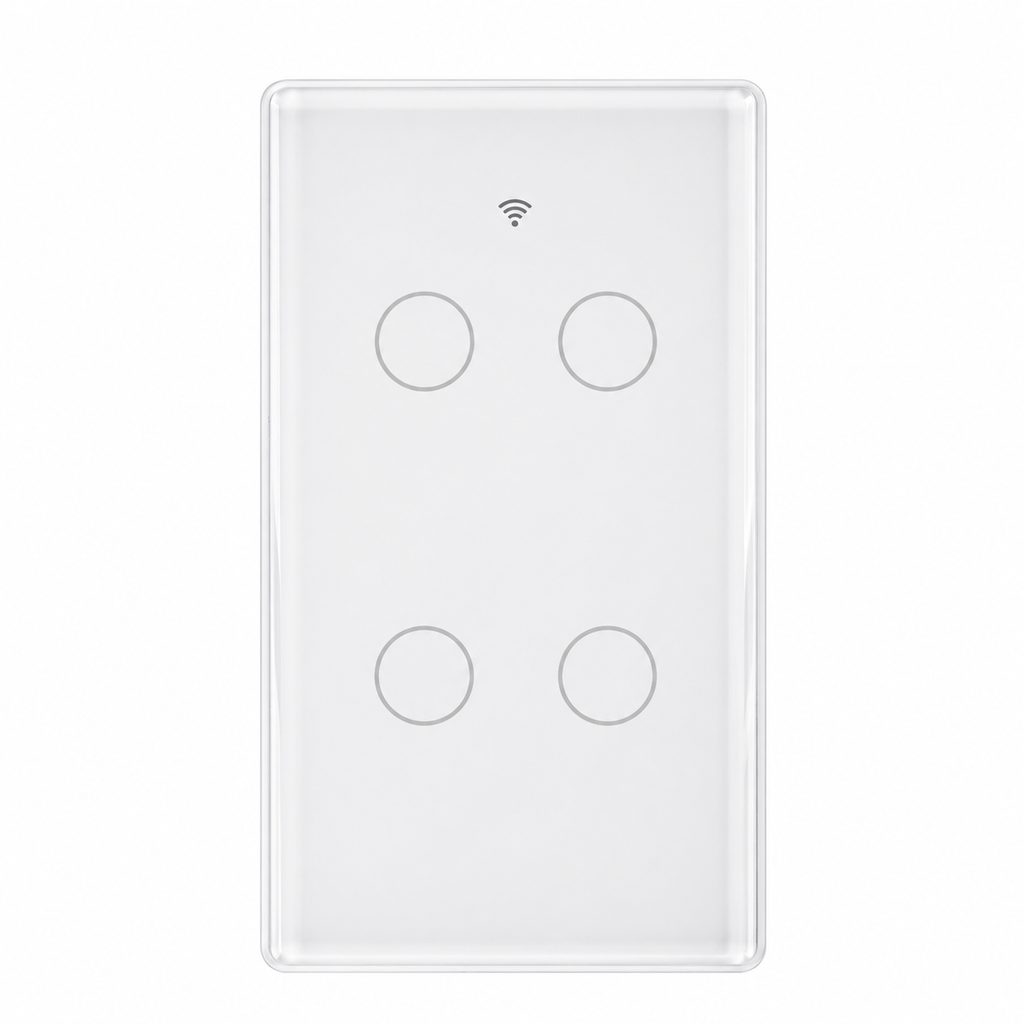 Interrupteur lumiere connecte blanc tactile a 4 boutons
