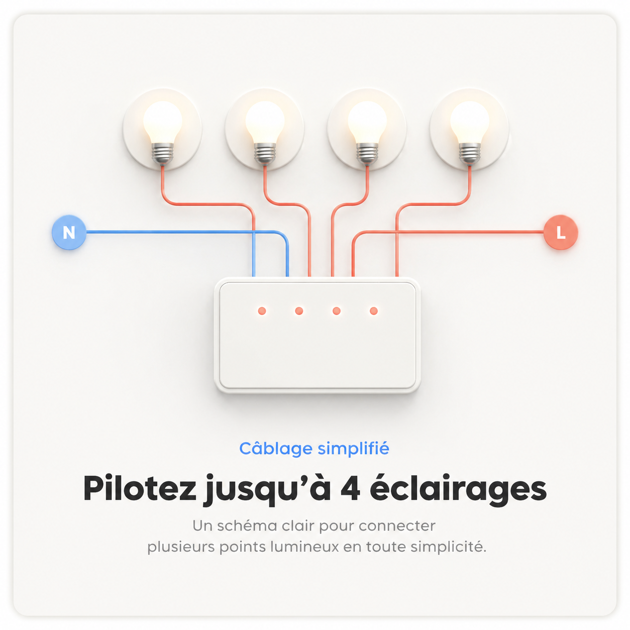 Cablage simplifie pour piloter jusqu a 4 eclairages