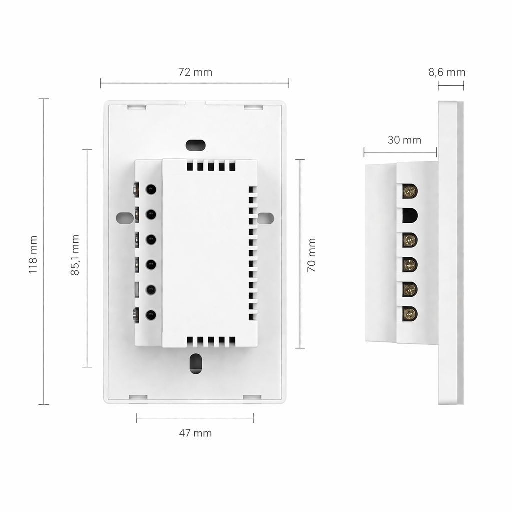 Dimensions du module interrupteur lumiere connecte