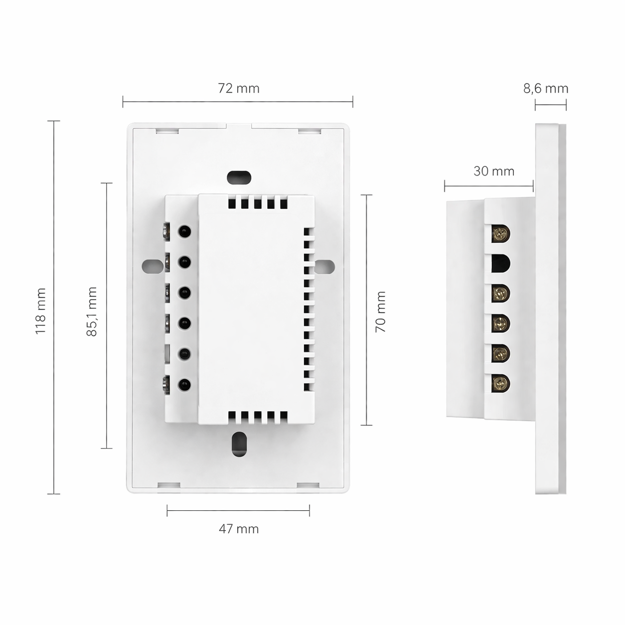 Dimensions du module interrupteur lumiere connecte