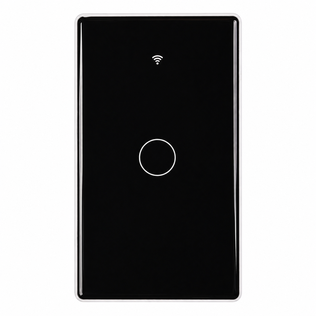 Interrupteur lumiere connecte noir tactile a 1 bouton