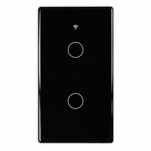 Interrupteur lumiere connecte noir tactile a 2 boutons