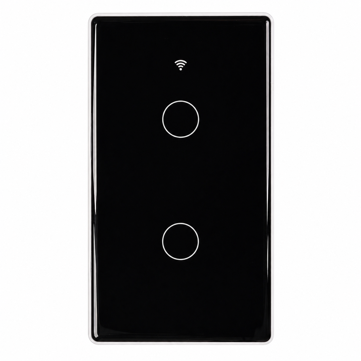 Interrupteur lumiere connecte noir tactile a 2 boutons