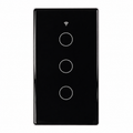 Interrupteur lumiere connecte noir tactile a 3 boutons