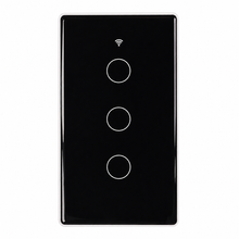 Interrupteur lumiere connecte noir tactile a 3 boutons