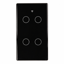 Interrupteur lumiere connecte noir tactile a 4 boutons