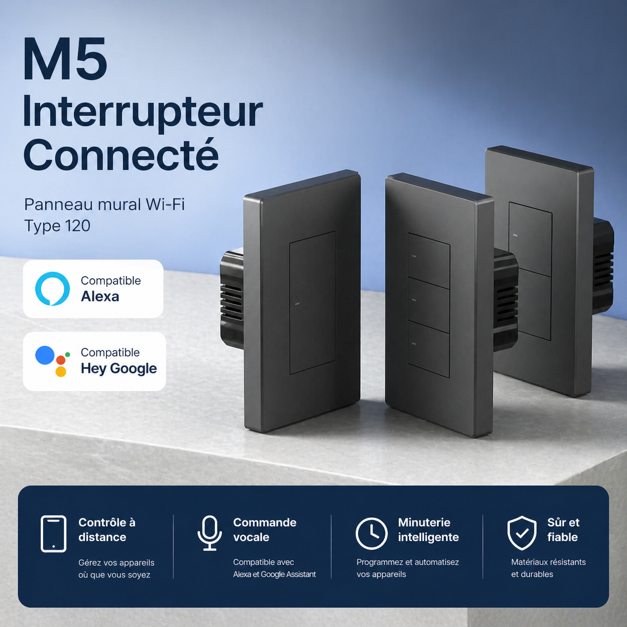 Interrupteur connecte M5 noir