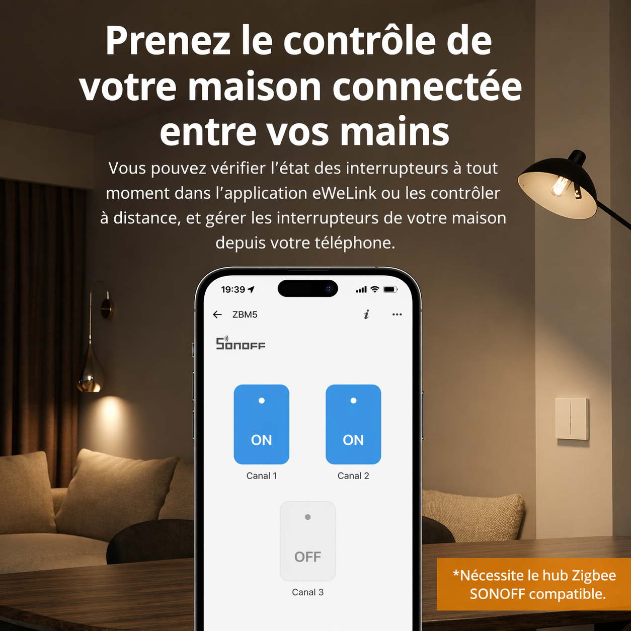 Interrupteur maison connectee controle application