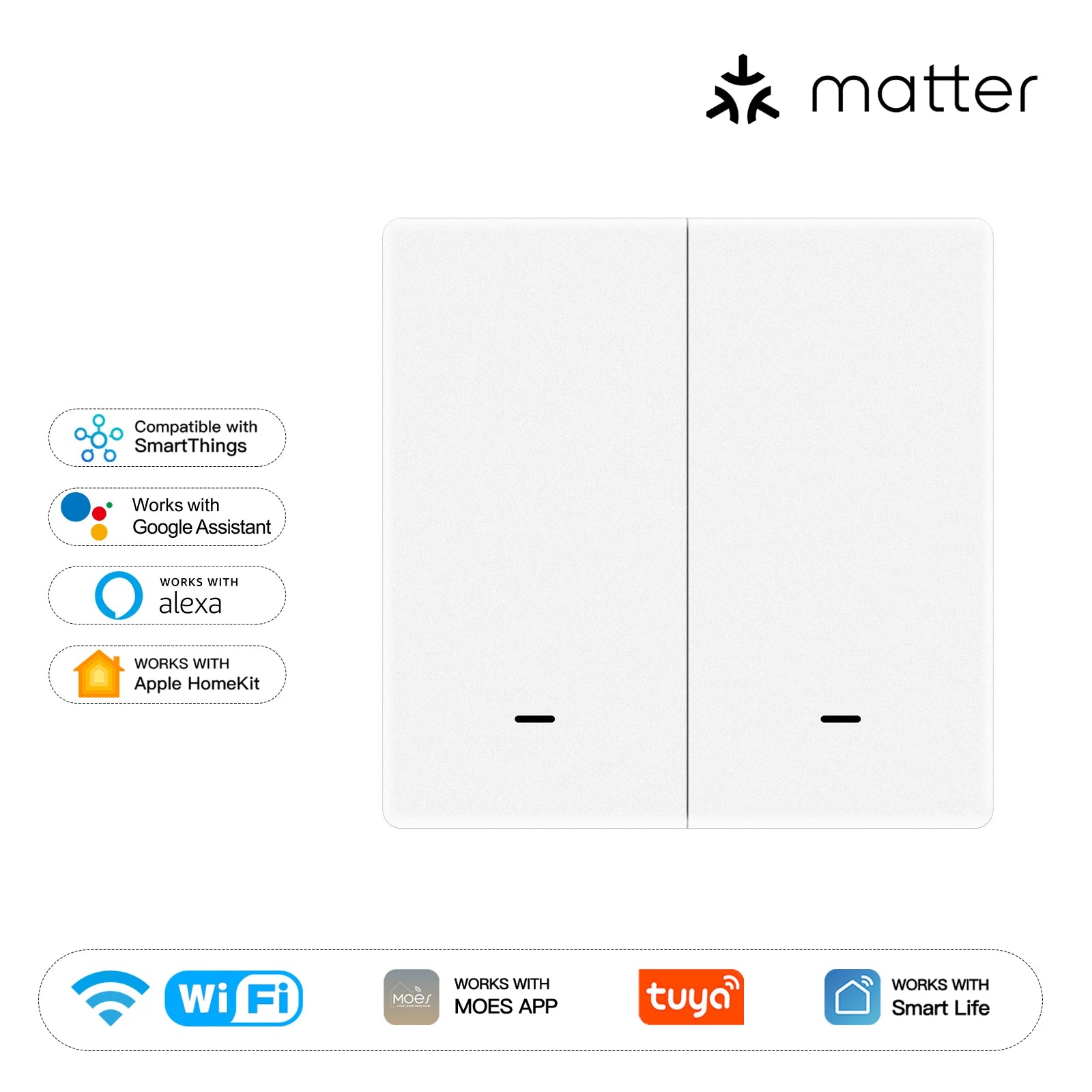 NéoMatter Comfort EU blanc deux canaux avec façade épurée compatible Matter.