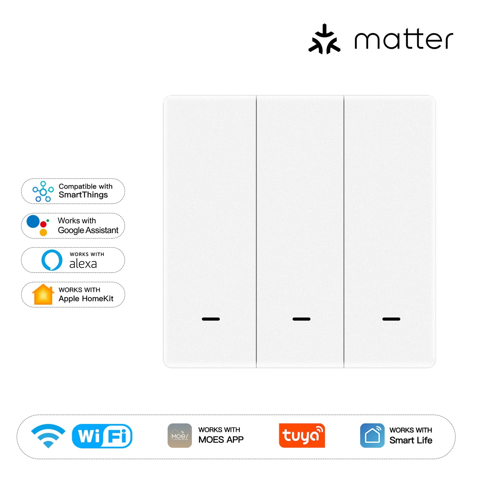 NéoMatter Comfort EU blanc trois canaux compatible Matter pour maison connectée.