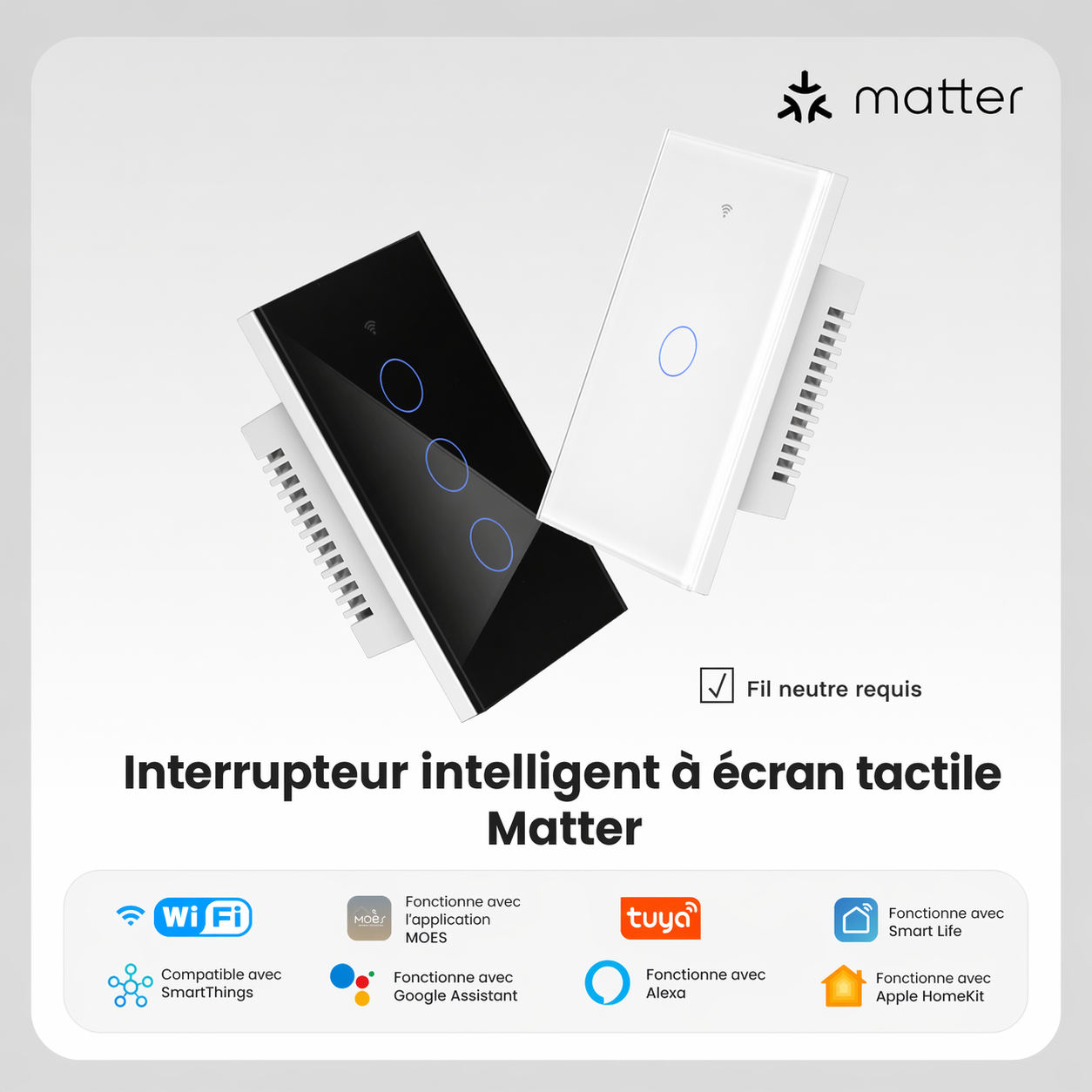 Interrupteur intelligent ecran tactile Matter