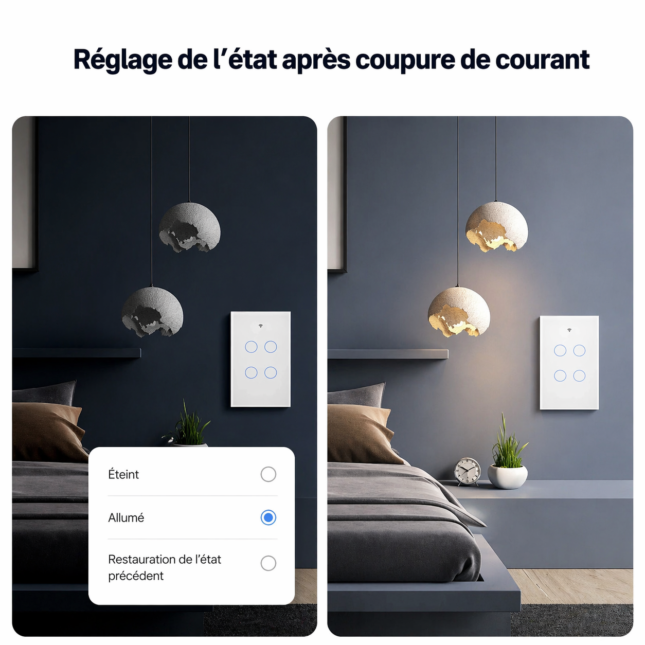 Interrupteur Matter reglage apres coupure courant