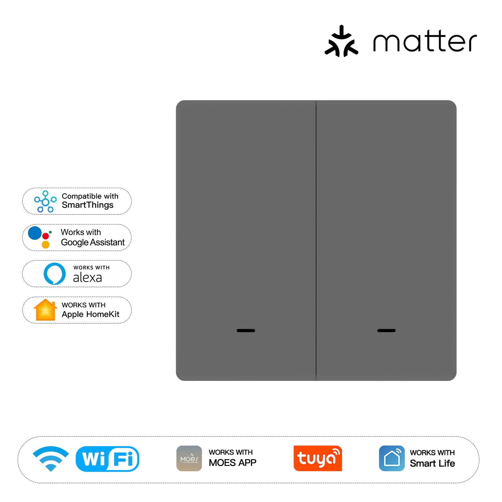 NéoMatter Comfort EU gris deux canaux compatible Matter pour éclairage connecté.