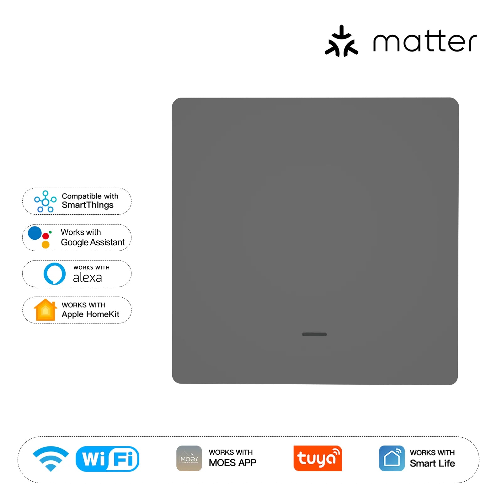 NéoMatter Comfort EU gris un canal avec façade sobre compatible Matter.