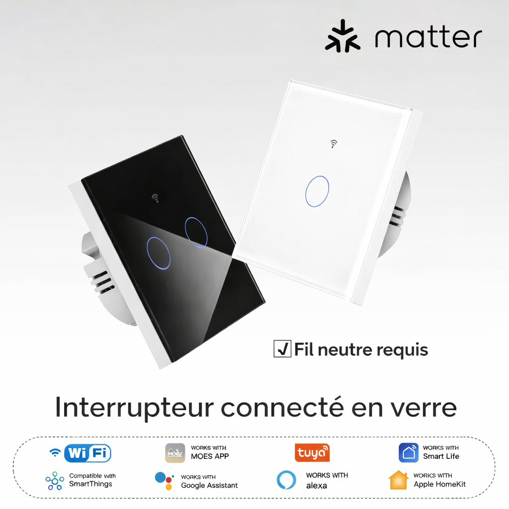 Interrupteur Matter en verre noir et blanc