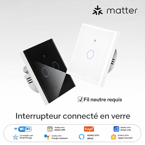 Interrupteur Matter en verre noir et blanc