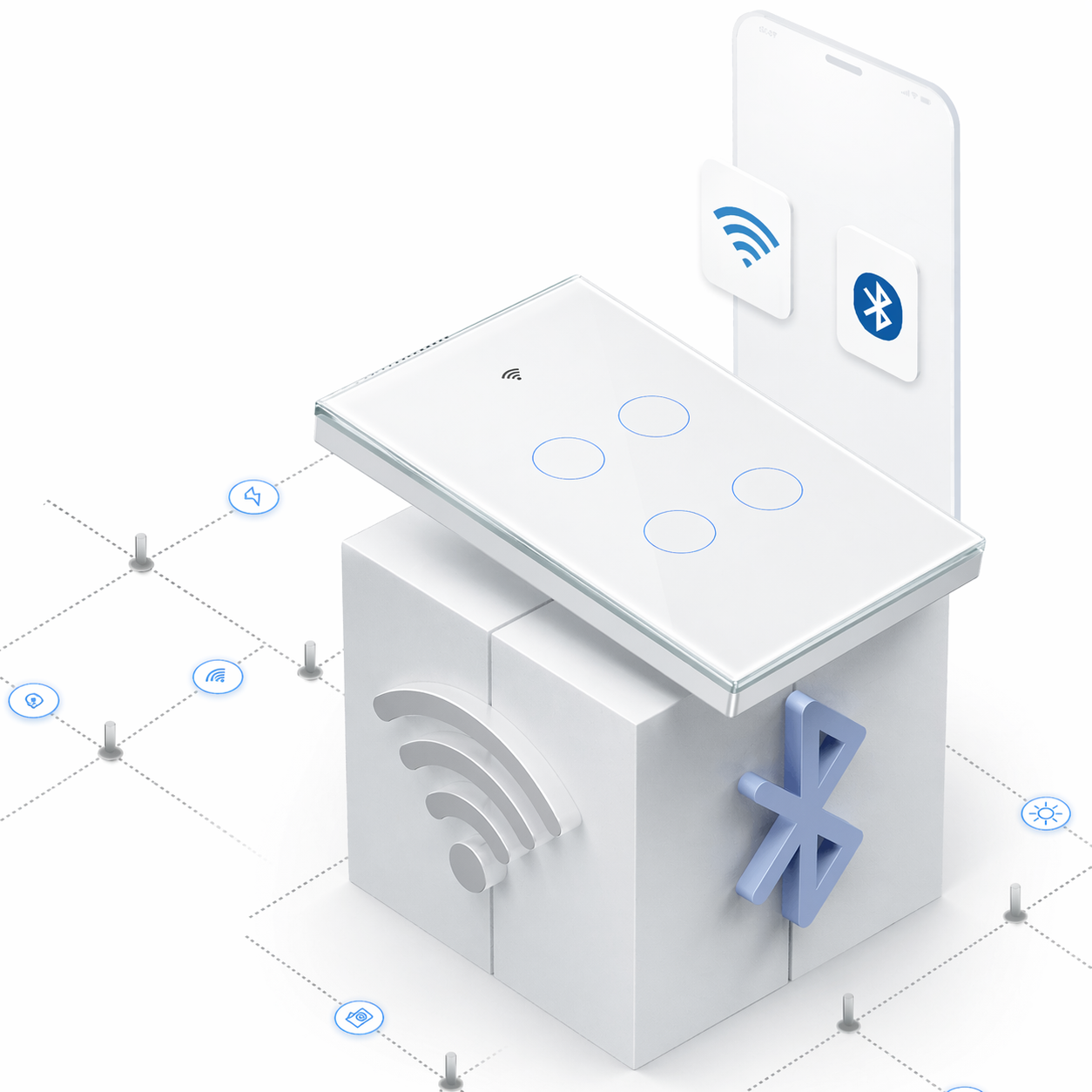 Interrupteur Matter WiFi Bluetooth maison connectee