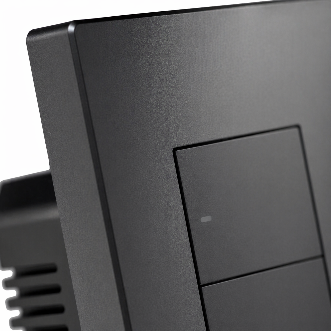 Détail du double bouton mécanique gris du NéoSwitch M5 Pro US.