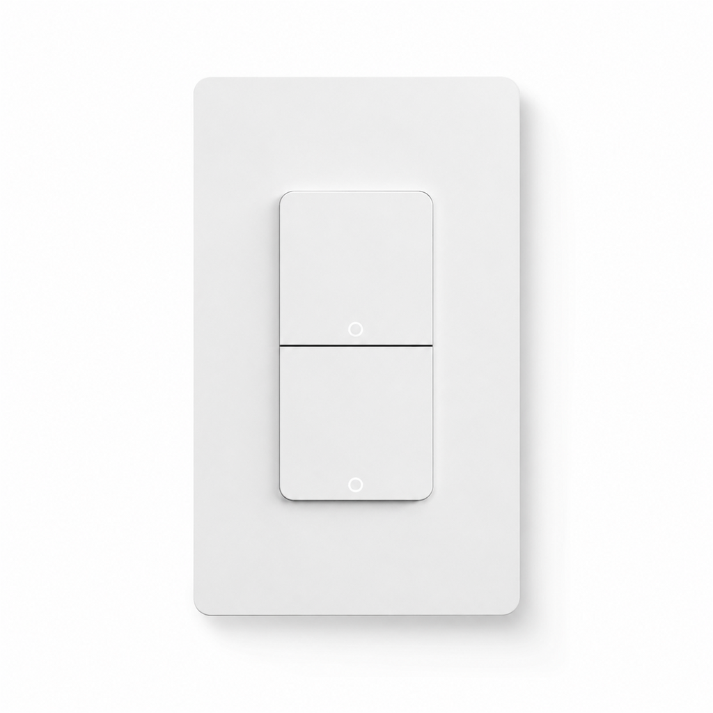 Interrupteur mural intelligent Wi-Fi US 2 touches sur fond blanc