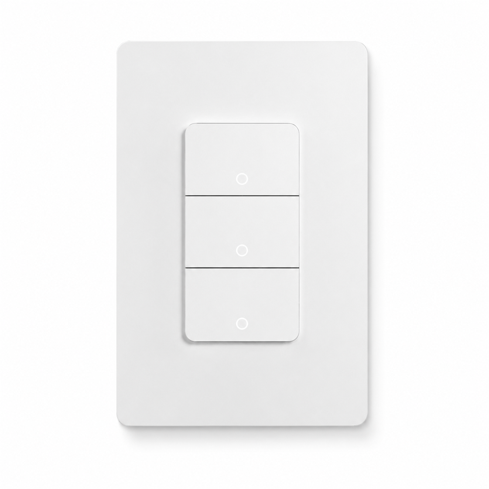 Interrupteur mural intelligent Wi-Fi US 3 touches sur fond blanc