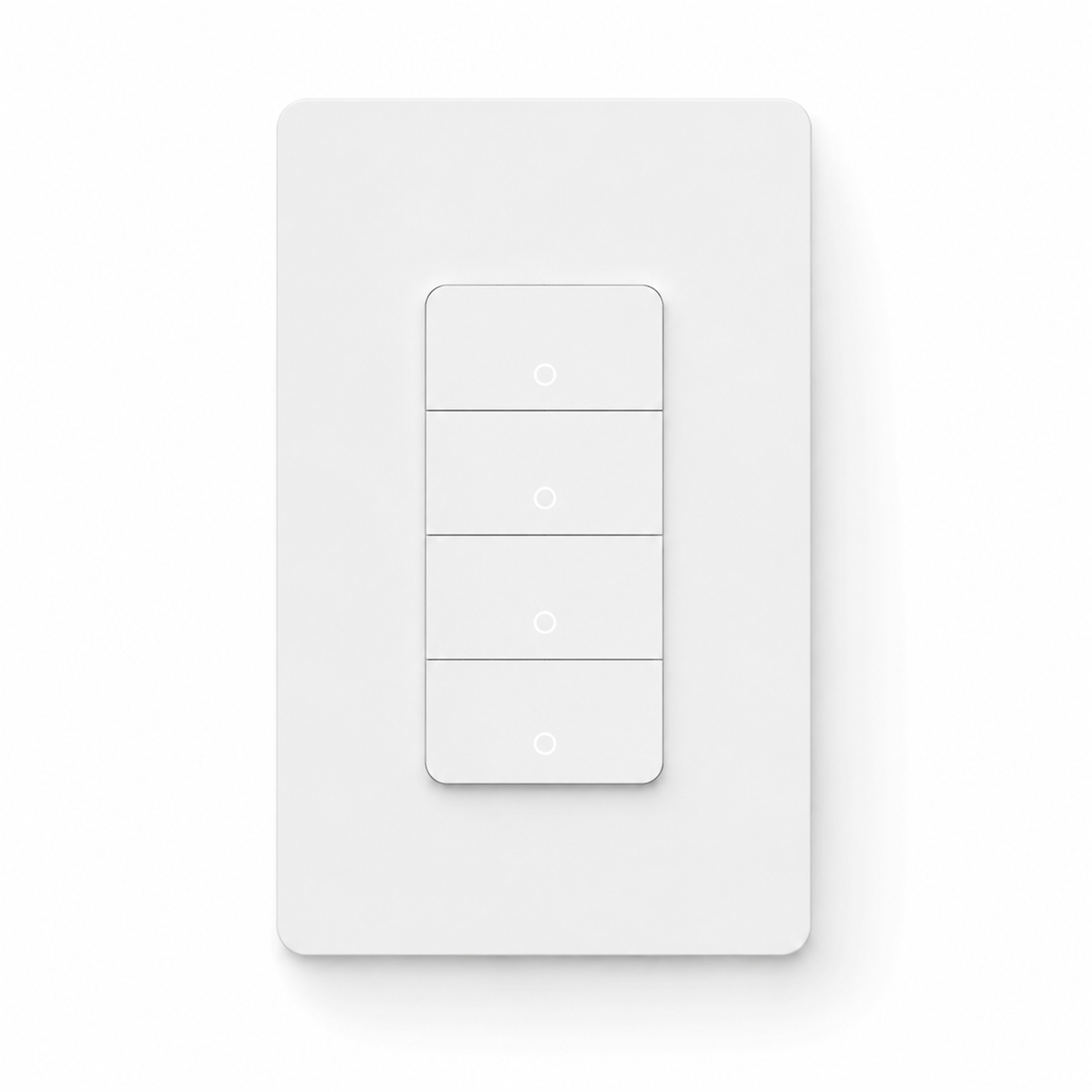 Interrupteur mural intelligent Wi-Fi US 4 touches sur fond blanc