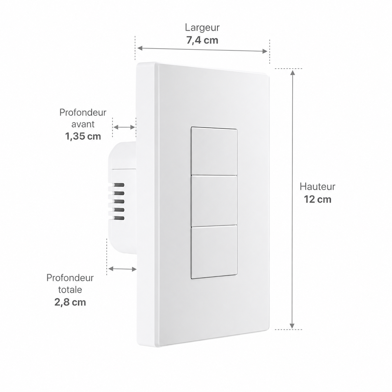 NéoSwitch M5 Matter Pro blanc au format US pour commande murale connectée.