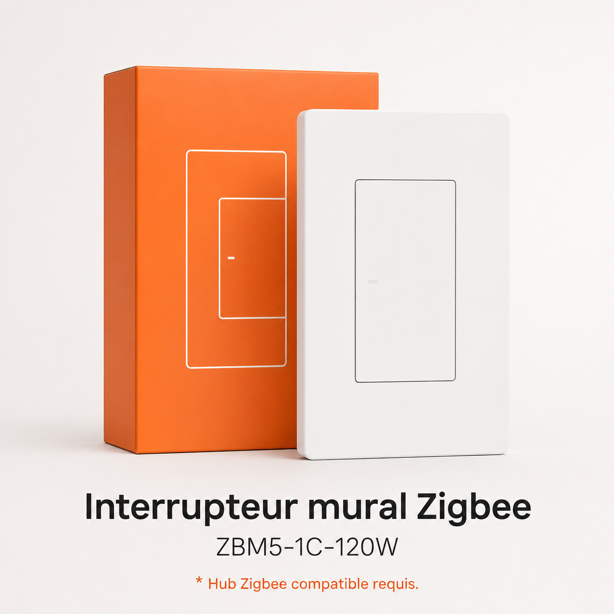 Interrupteur mural Zigbee ZBM5 blanc un canal Neodom avec boite orange.