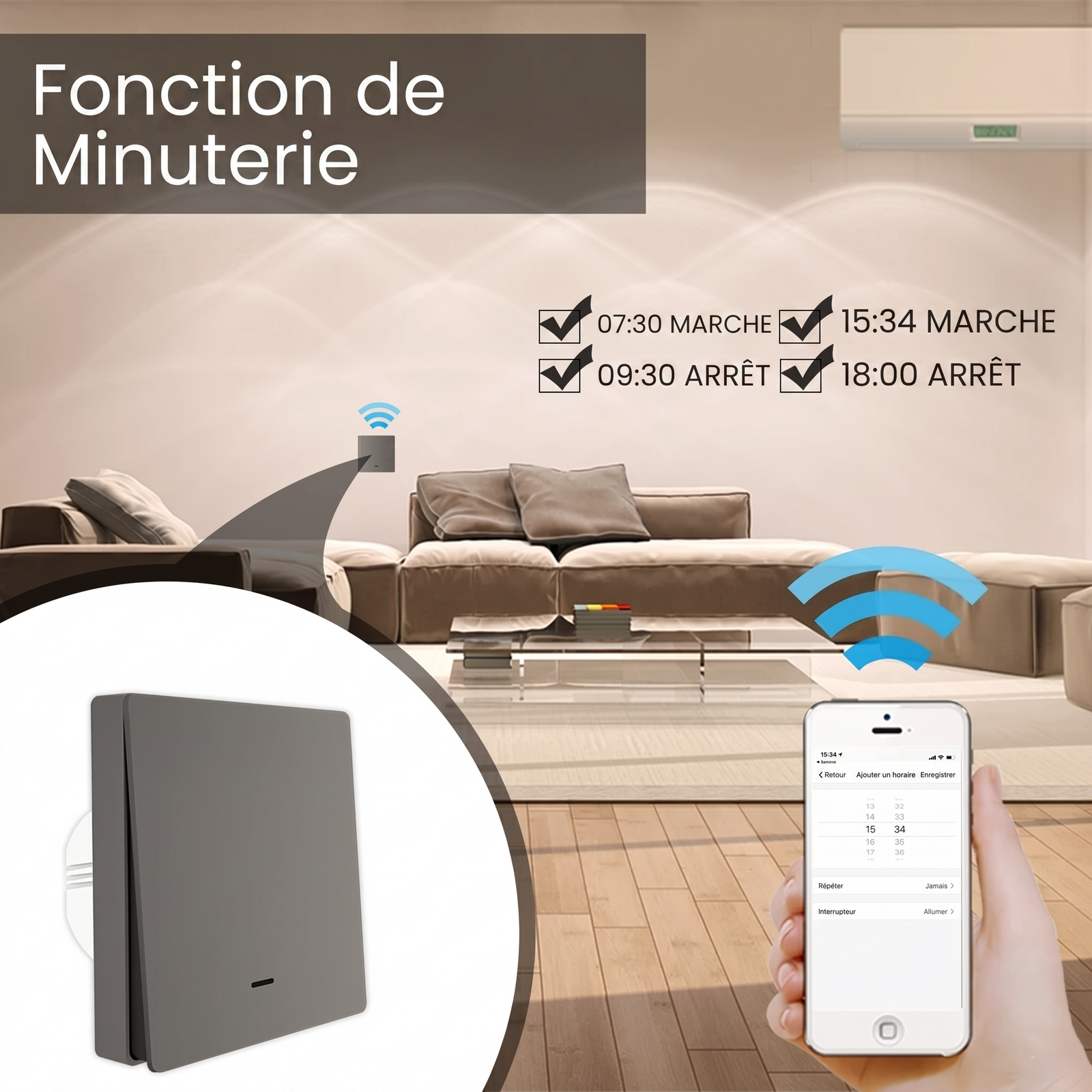 Interrupteur RF433 fonction minuterie