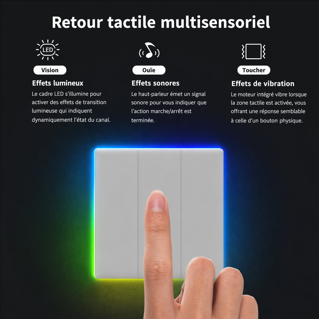 Interrupteur RGB retour tactile multisensoriel