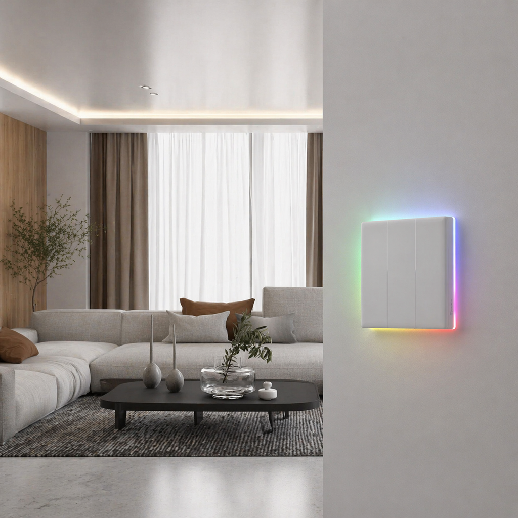 Interrupteur RGB lumineux dans salon