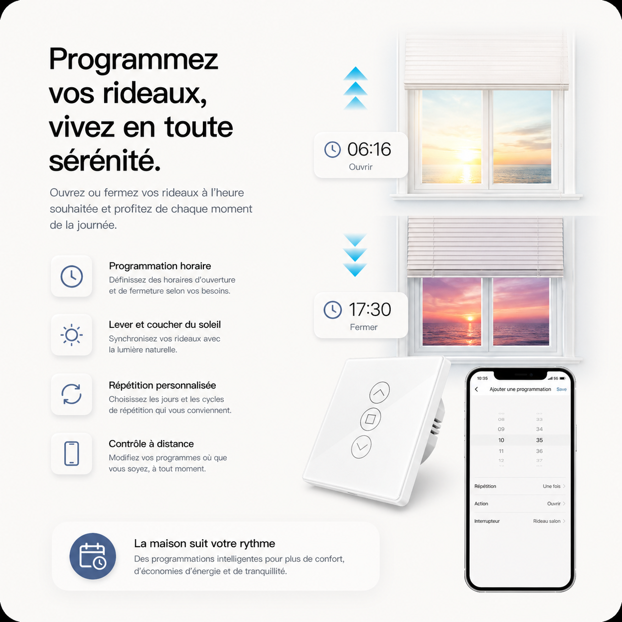 Programmation des rideaux avec interrupteur connecte