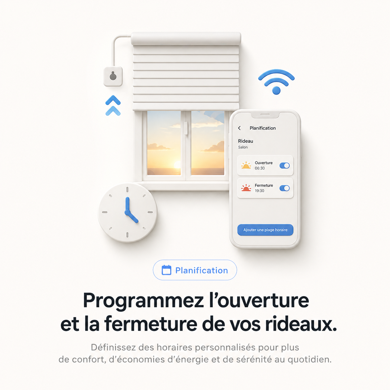 Interrupteur rideau Zigbee, programmation ouverture fermeture des volets.
