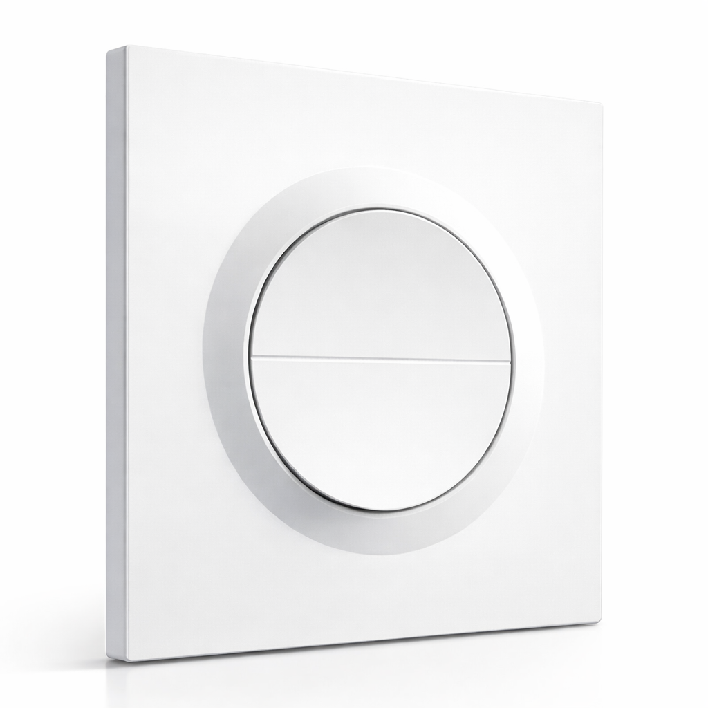 Interrupteur rond blanc vue angle