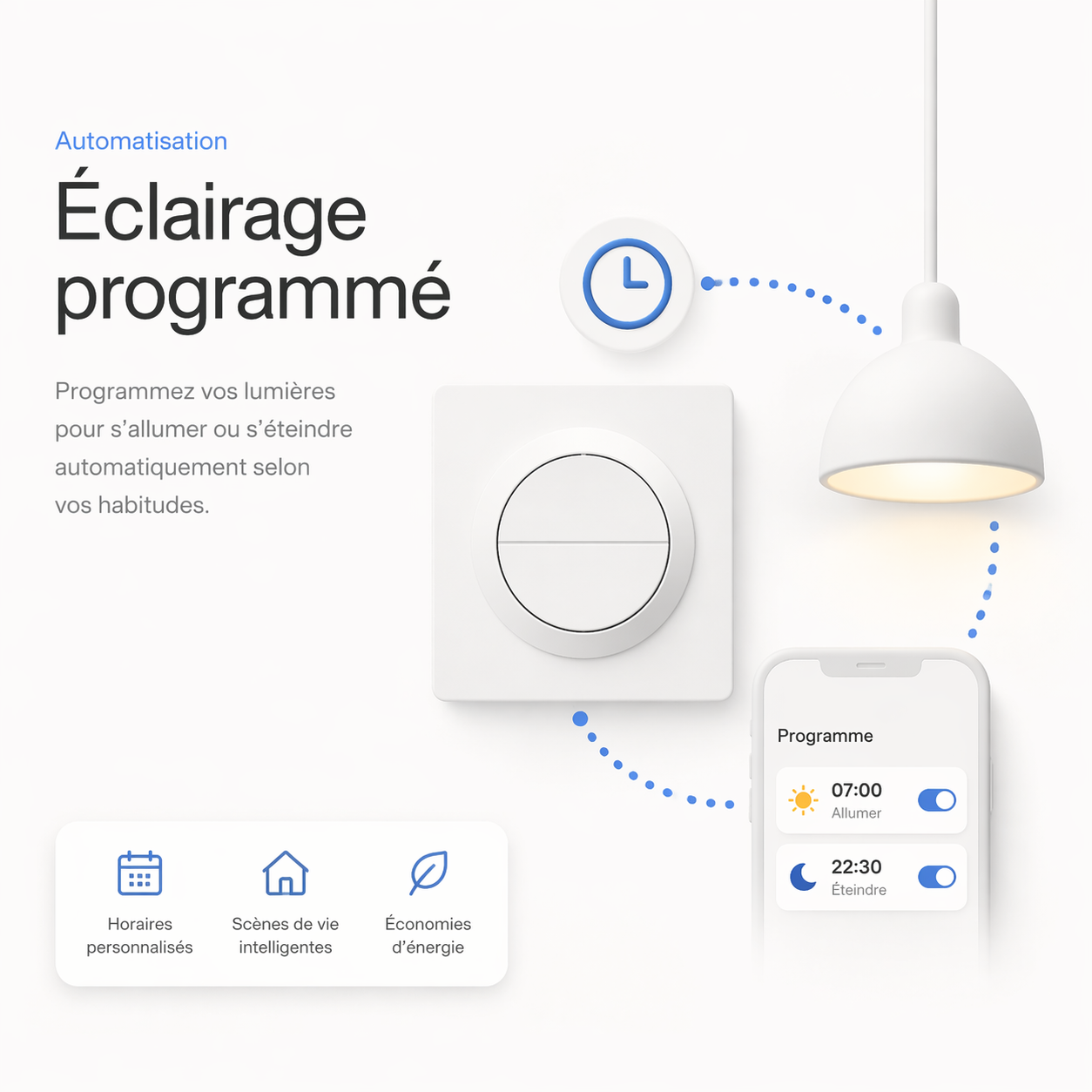 Interrupteur rond eclairage programme
