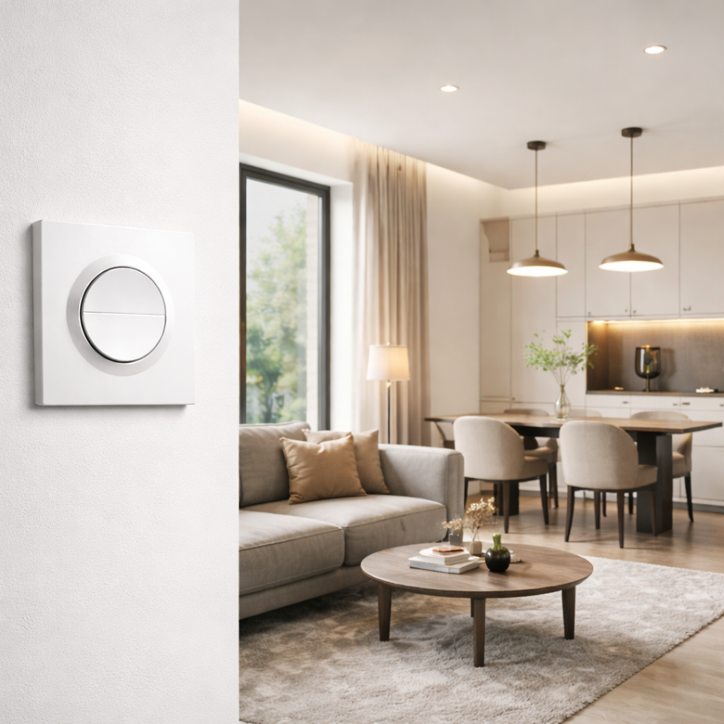Interrupteur rond dans salon