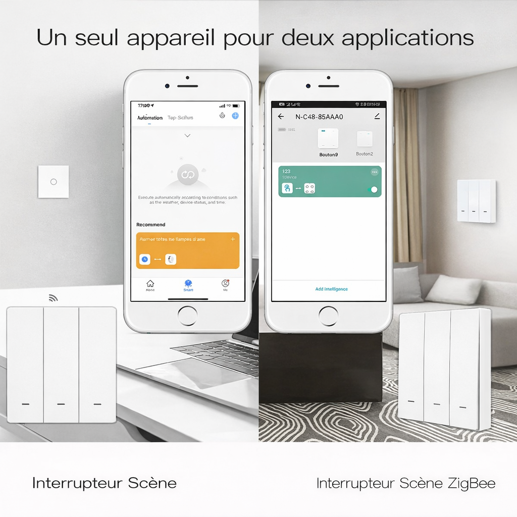 Interrupteur scene Zigbee deux applications