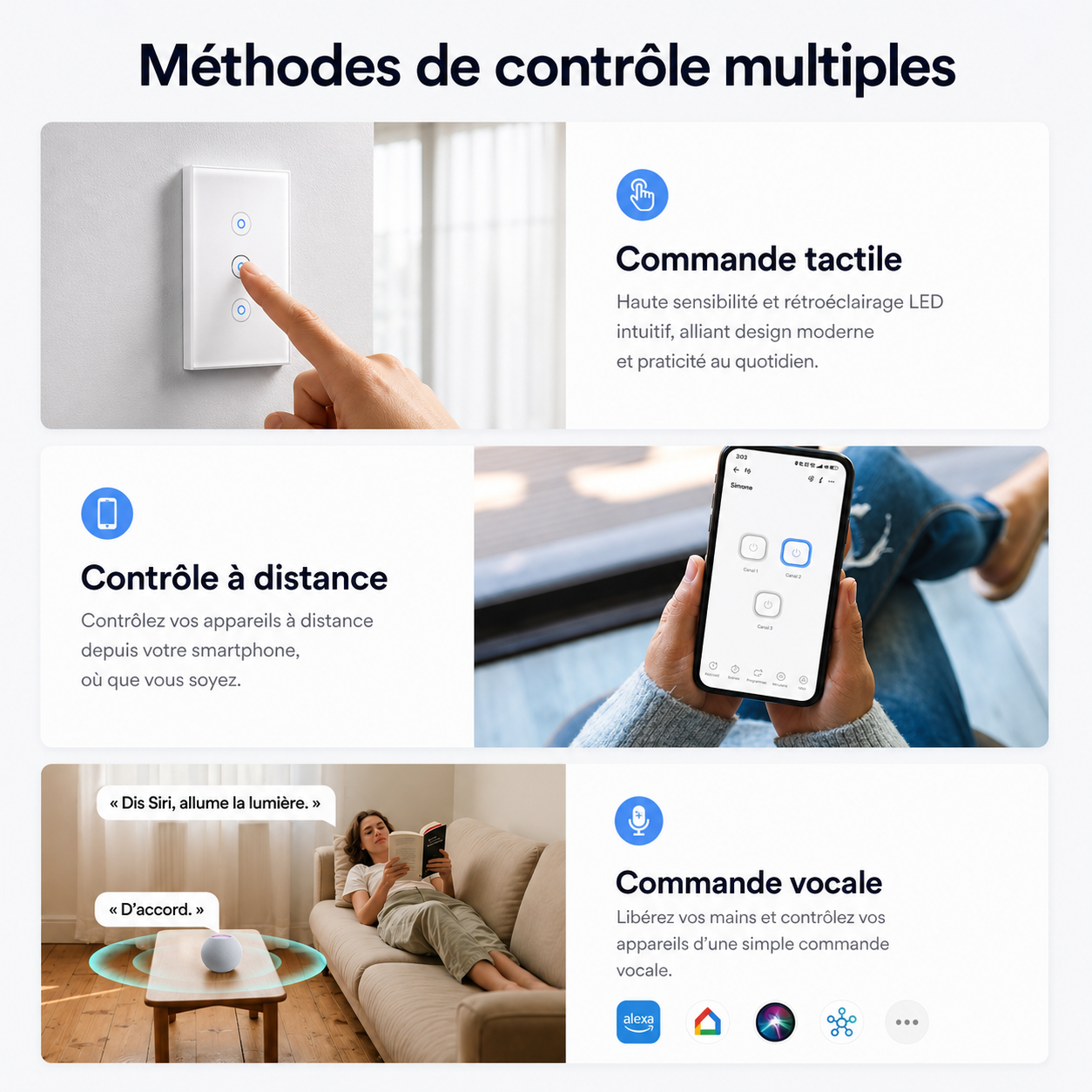 Controles multiples interrupteur tactile