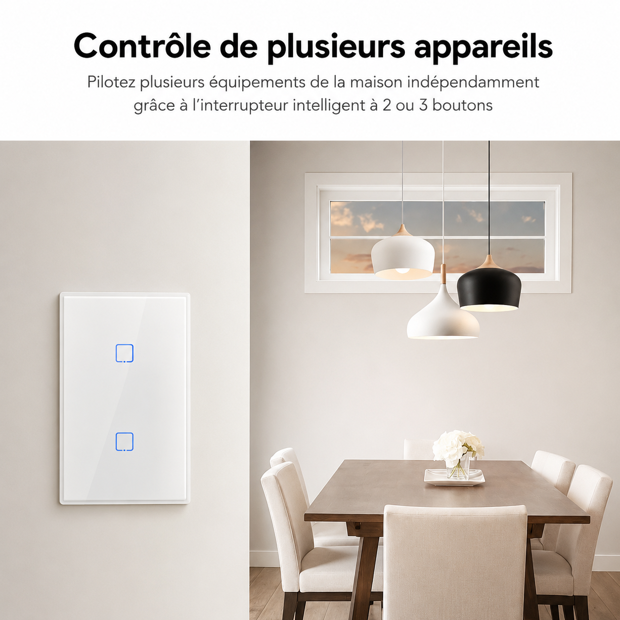 Interface tactile du NéoTouch Glass T2 Pro WiFi et RF433.