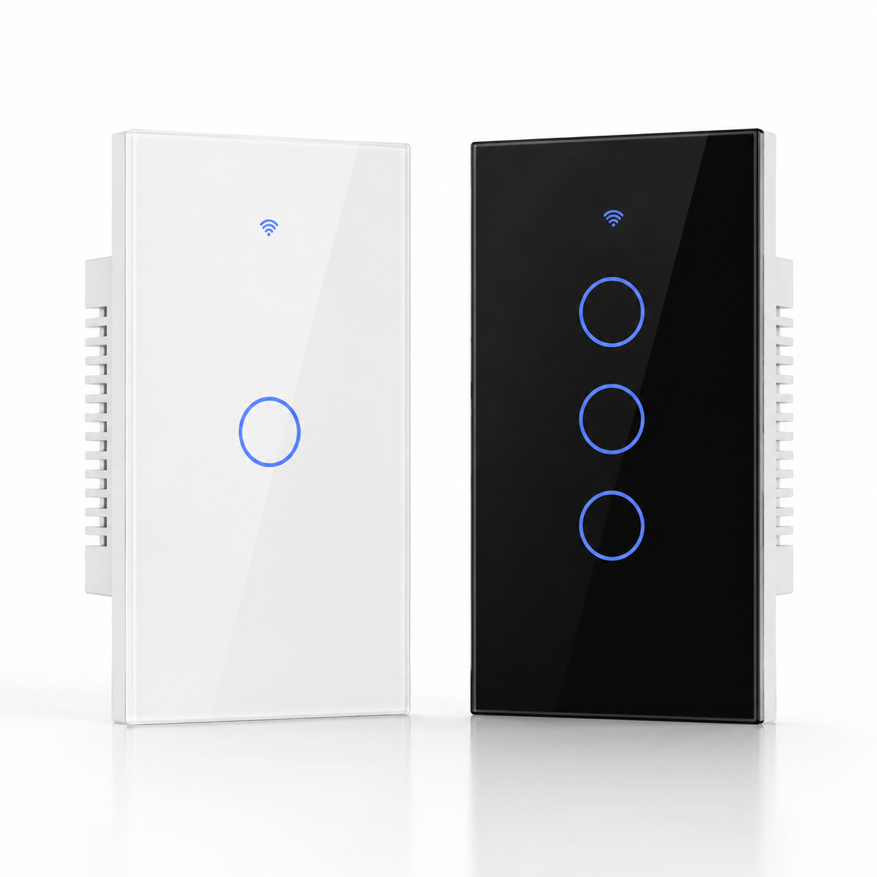 NéoGlass Switch Comfort noir, interrupteur tactile ZigBee en verre.