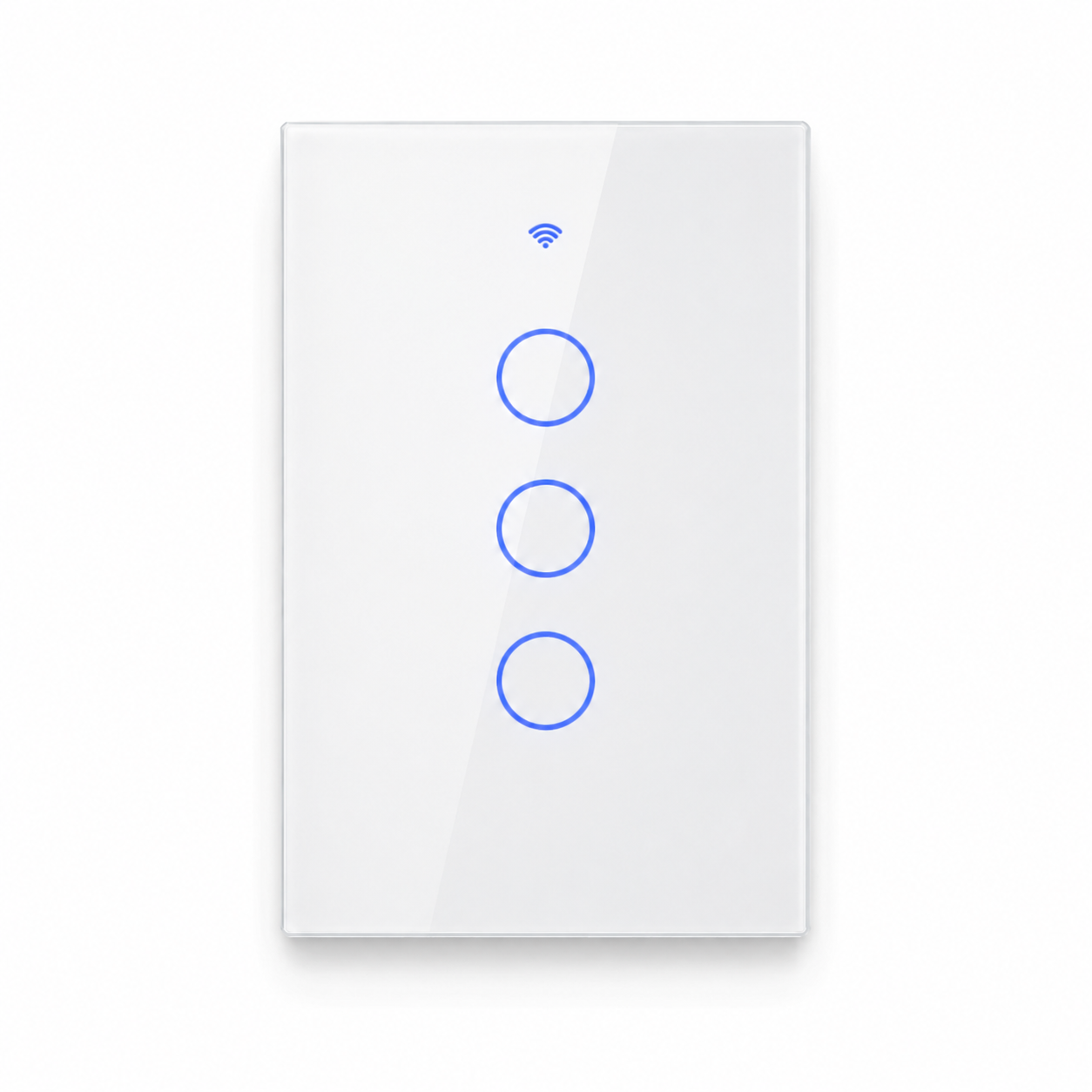NéoGlass Switch Comfort noir trois canaux avec commandes tactiles ZigBee.