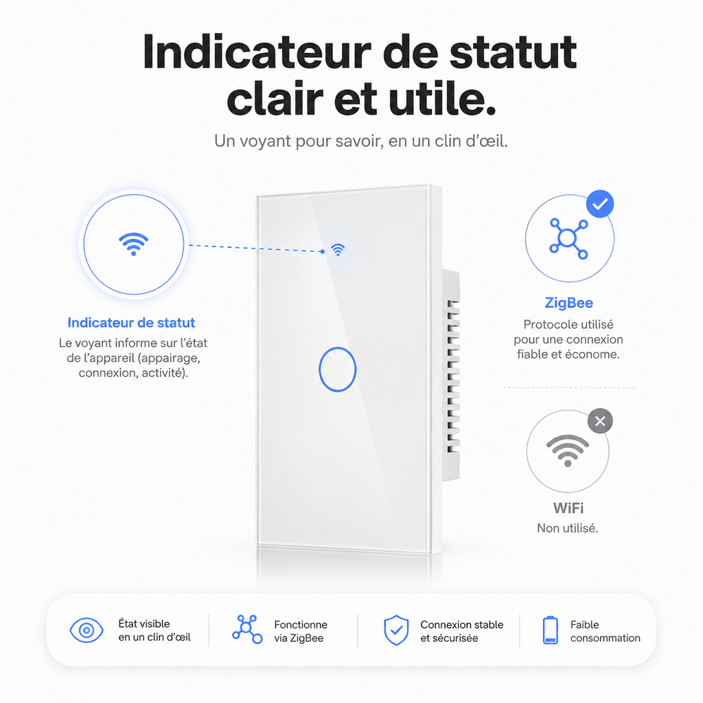 NéoGlass Switch Comfort or deux canaux pour éclairage ZigBee.