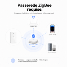 NéoGlass Switch Comfort or installé au mur pour piloter un éclairage connecté.