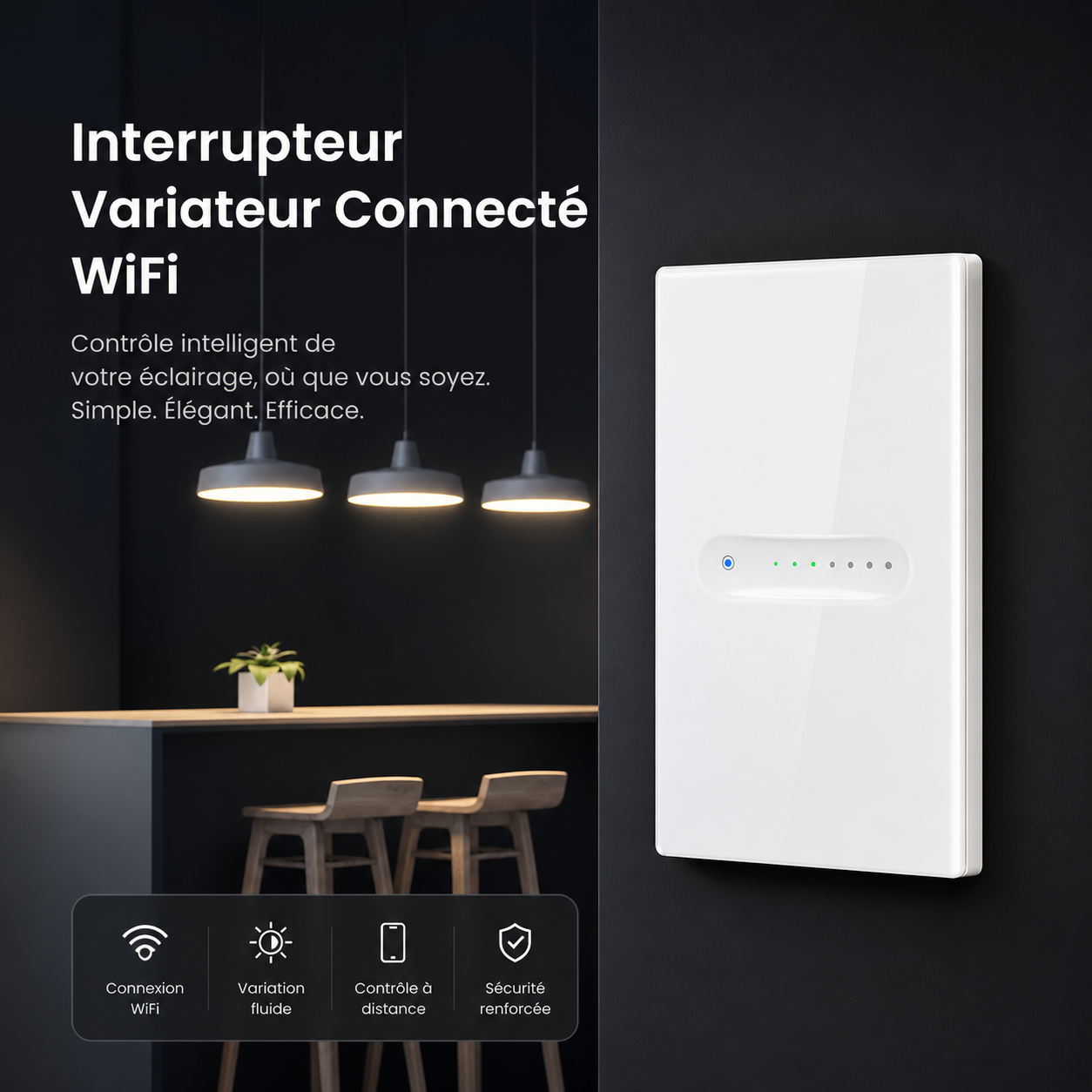 NéoBeam Essential, variateur Wi-Fi vertical pour éclairage connecté.