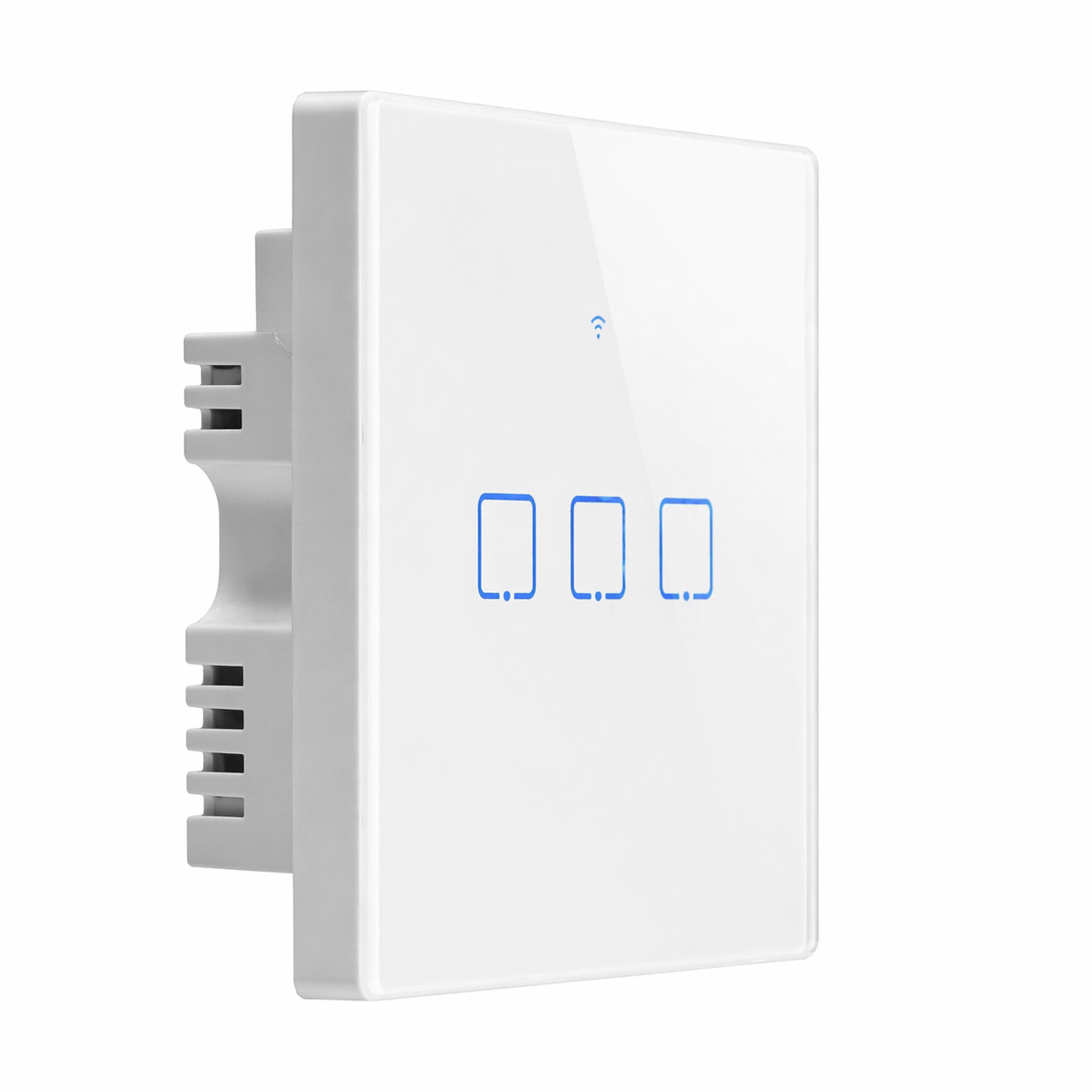 Interrupteur verre blanc vue angle