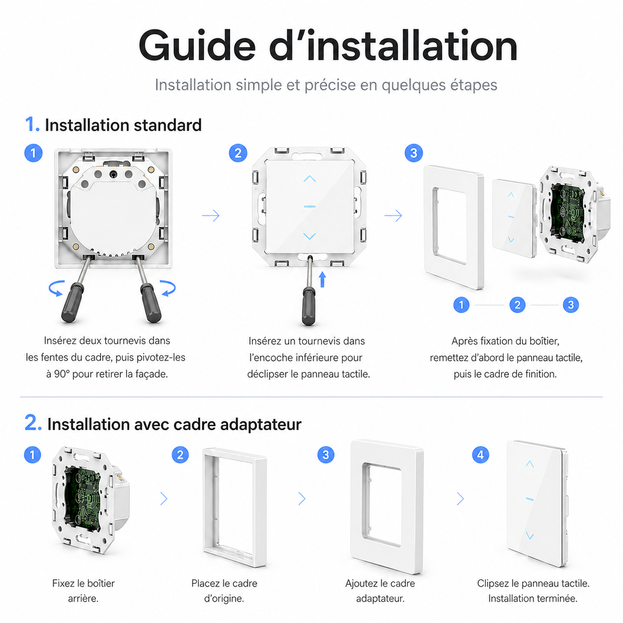 Interrupteur volet connecte, guide d installation murale.